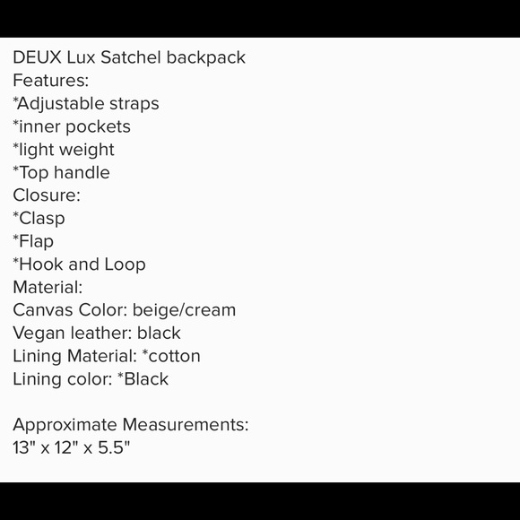 DEUX LUX Vegan & Canvas Satchel Backpack - Picture 7 of 7